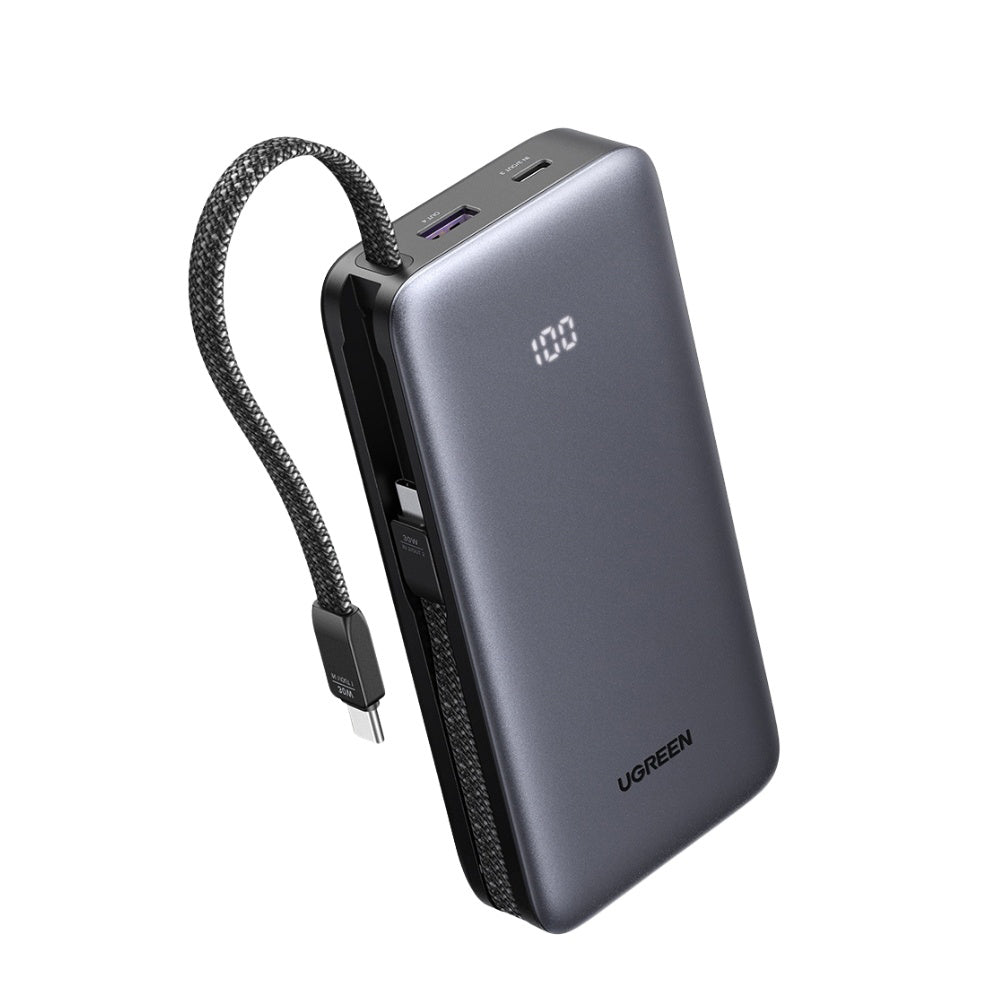 UGREEN باور بانك 20000 مللي أمبير 30 واط مع كيبلين USB-C مدمجين - PB528