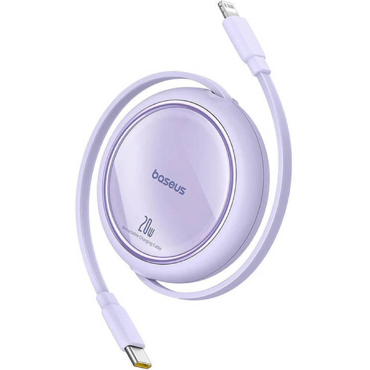 Baseus Free2Pull كابل قابل للسحب من USB-C إلى Lightning بطول 1 متر و20 واط – بنفسجي