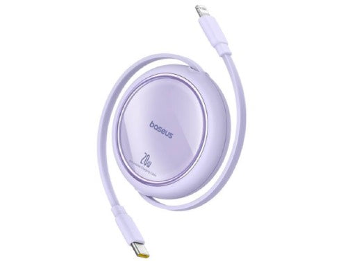 Baseus كيبل شحن USB-C إلى USB-C قابل للسحب Free2Pull Mini بقوة 100 واط وطول 1.5 متر - بنفسجي