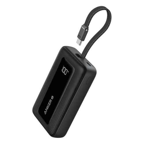 باور بانك أنكر زولو (20 كيلو، 30 واط، كابل USB-C مدمج) - أسود
