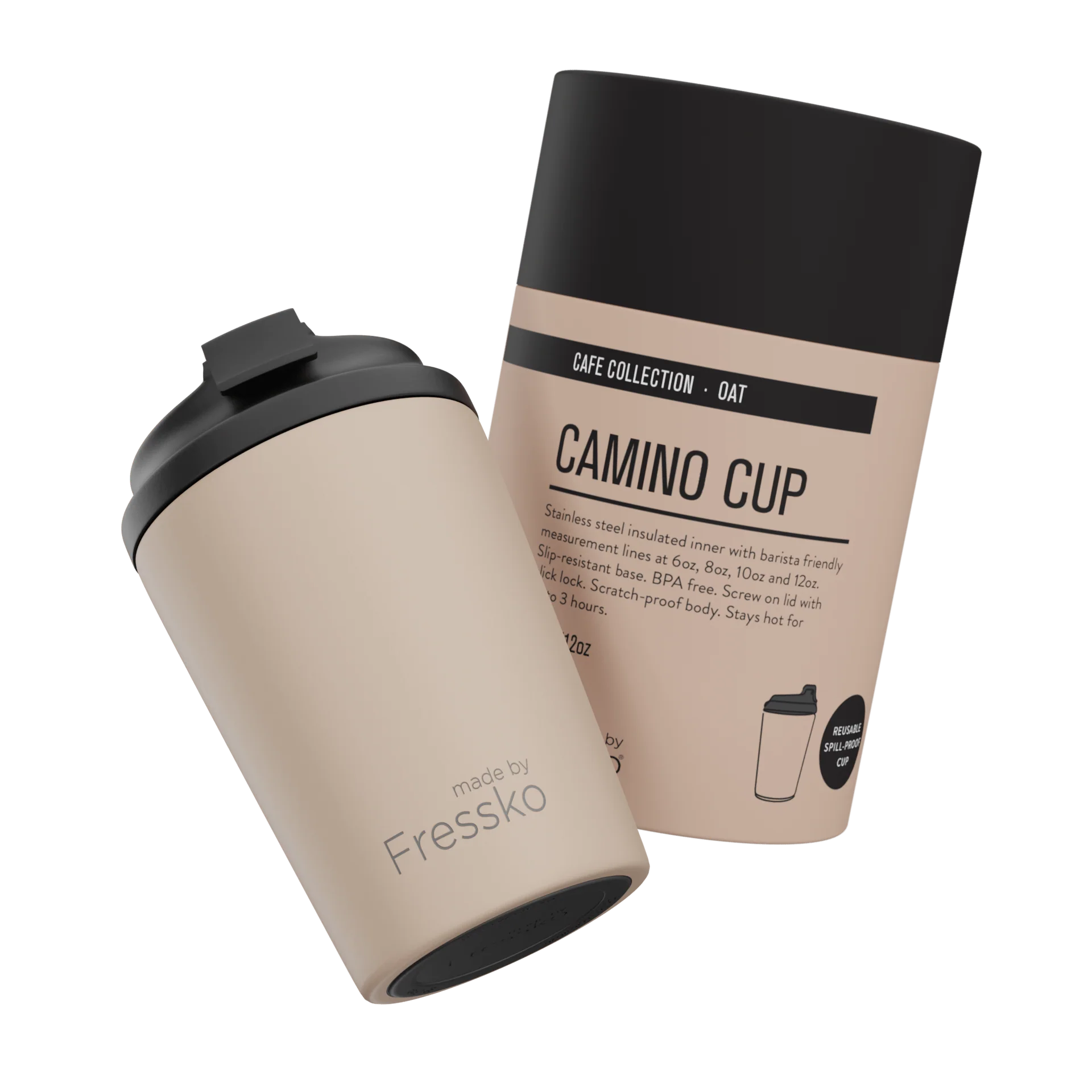 FRESSKO Camino 340ml / 12oz Cup - Stainless Steel - Oat