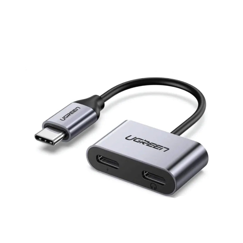 UGREEN محول USB-C ثنائي (شحن وصوت) رمادي - CM232