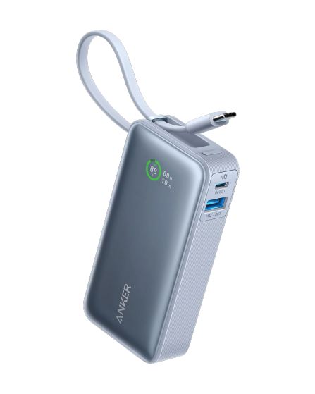 بنك طاقة أنكر نانو (30 واط، كابل USB-C مدمج) 10000 PD - أزرق
