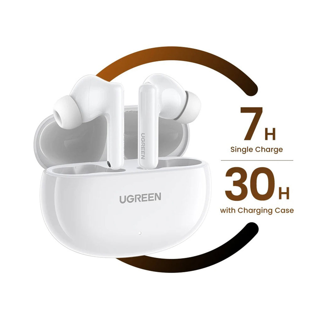 UGREEN HiTune T6 سماعات لاسلكية بإلغاء الضوضاء الهجين - أبيض