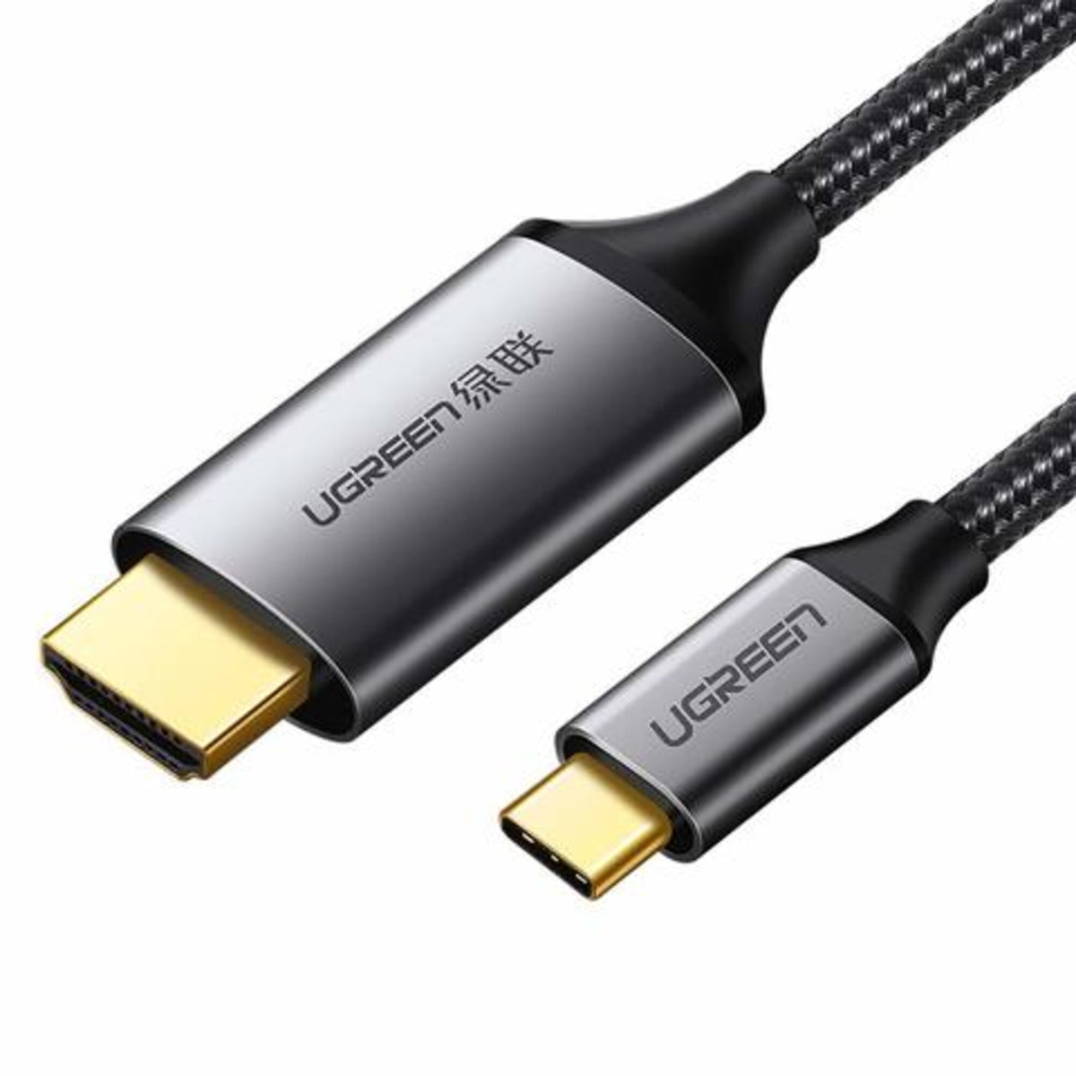 UGREEN كابل USB-C إلى HDMI بغطاء ألمنيوم 1.5 متر رمادي أسود - MM142