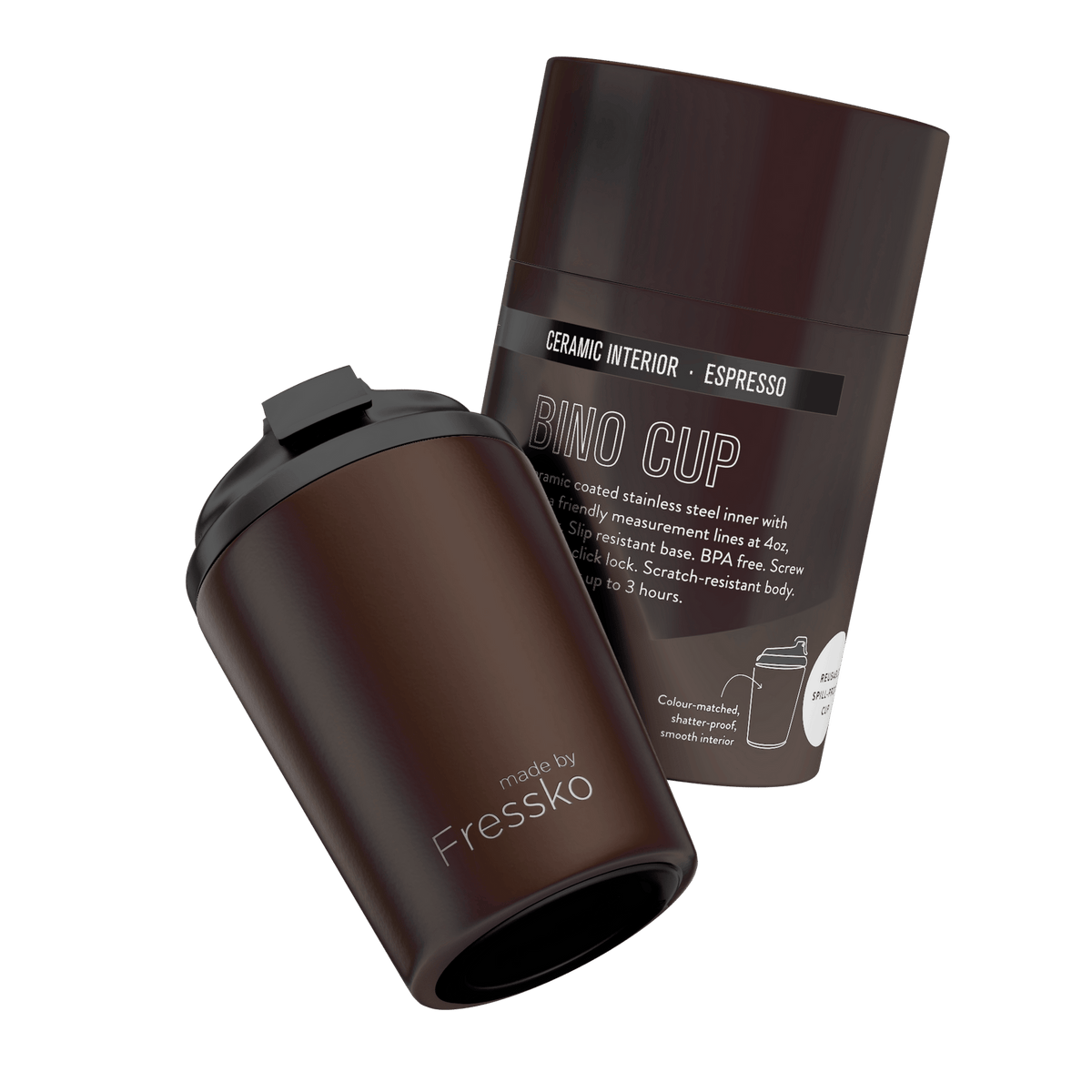 Fressko Bino 227ml / 8oz Cup - Ceramic - Espresso