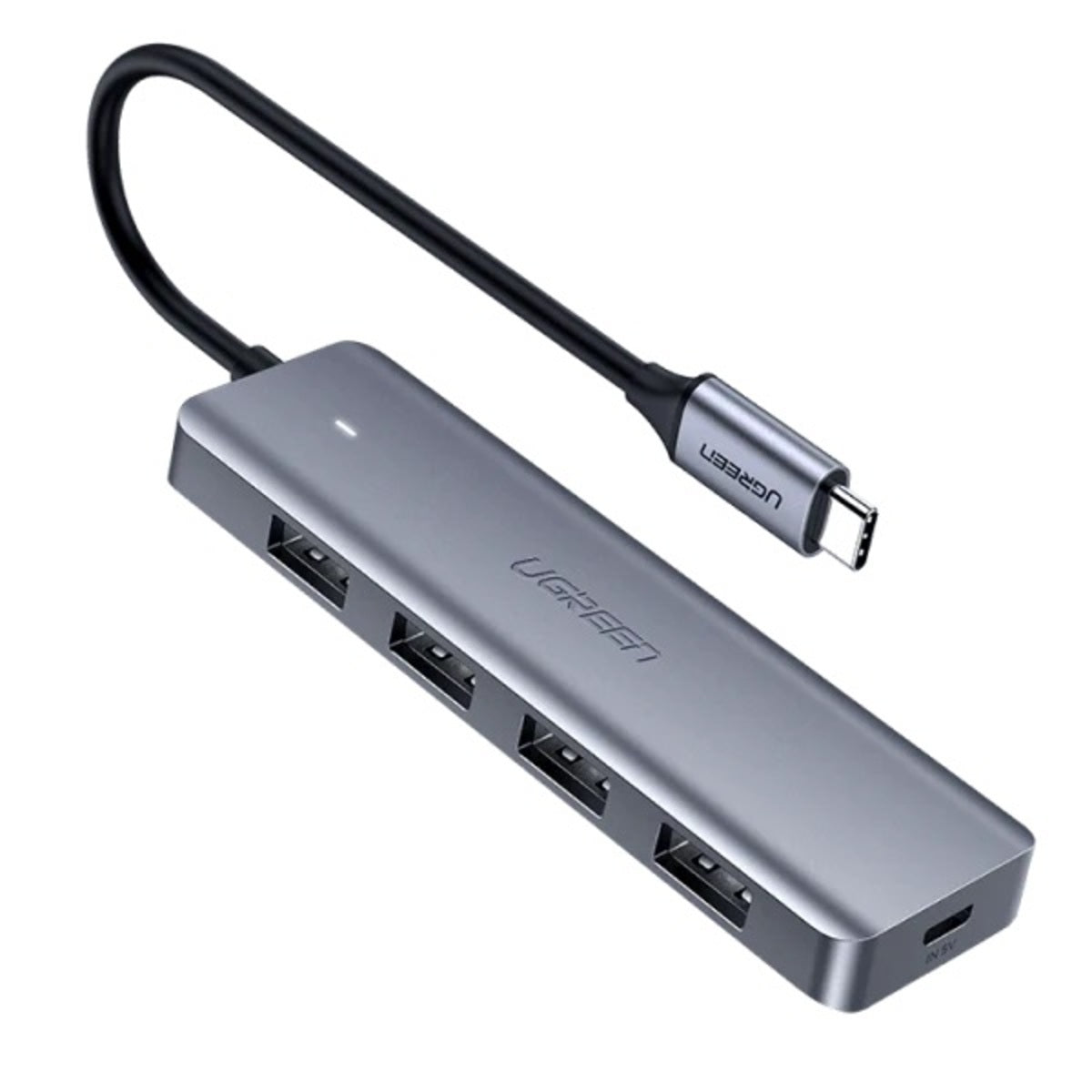 UGREEN موزع USB 3.0 بـ 4 منافذ مع منفذ طاقة USB-C رمادي - CM219