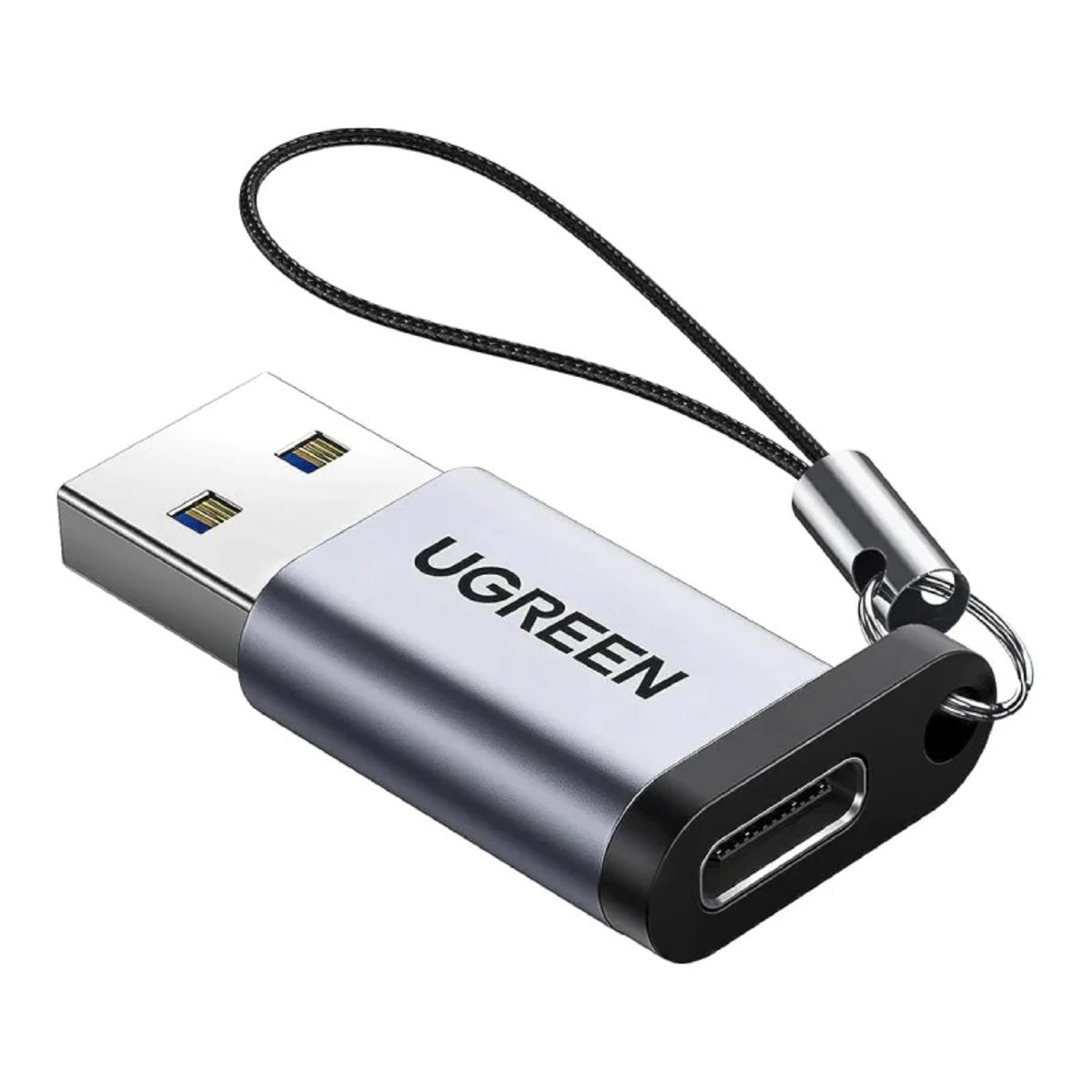 UGREEN كابل محول من Type-C إلى USB 3.0 A مع حبل رقبة رمادي فضائي - US270