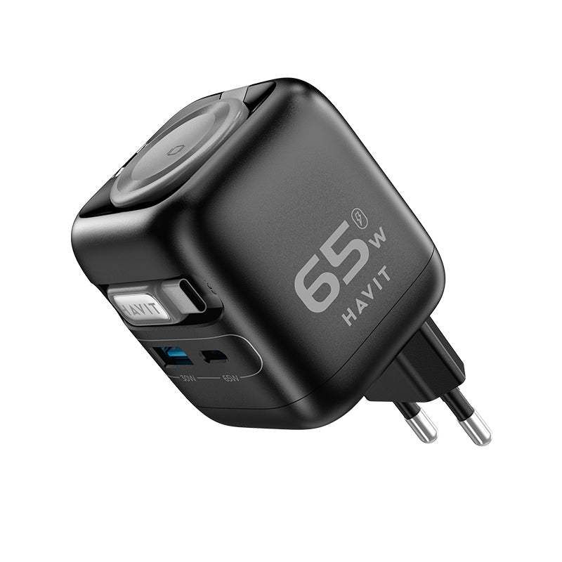 HAVIT شاحن حائط A-UK بقوة 65 واط + كابل USB-C أسود - UC252