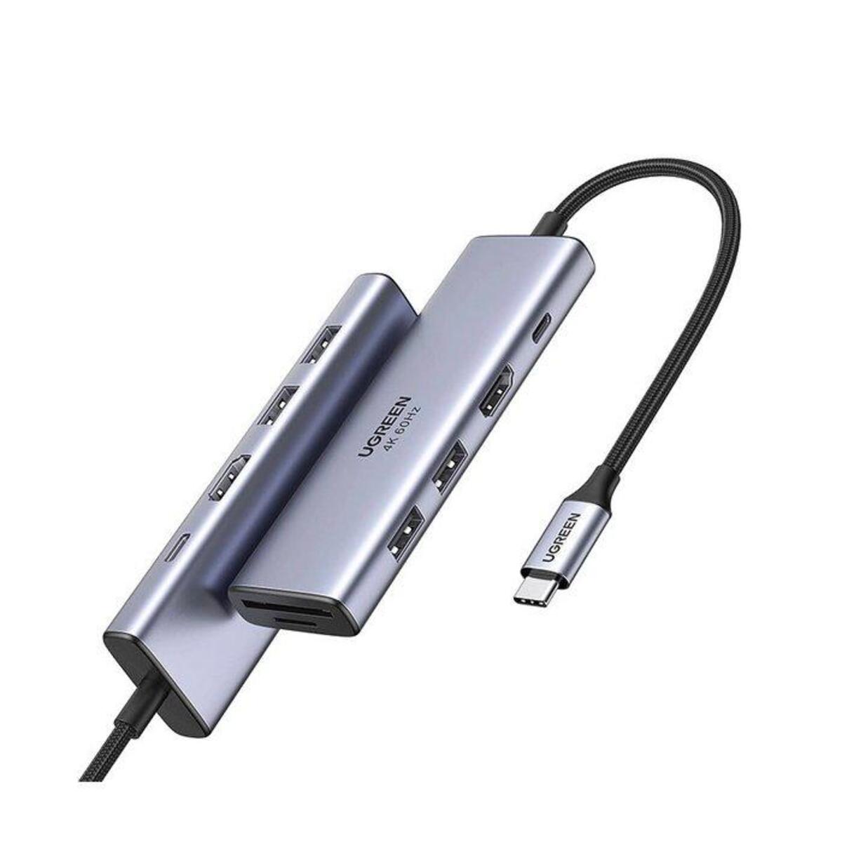 UGREEN موزع USB-C ستة في واحد رمادي - CM511