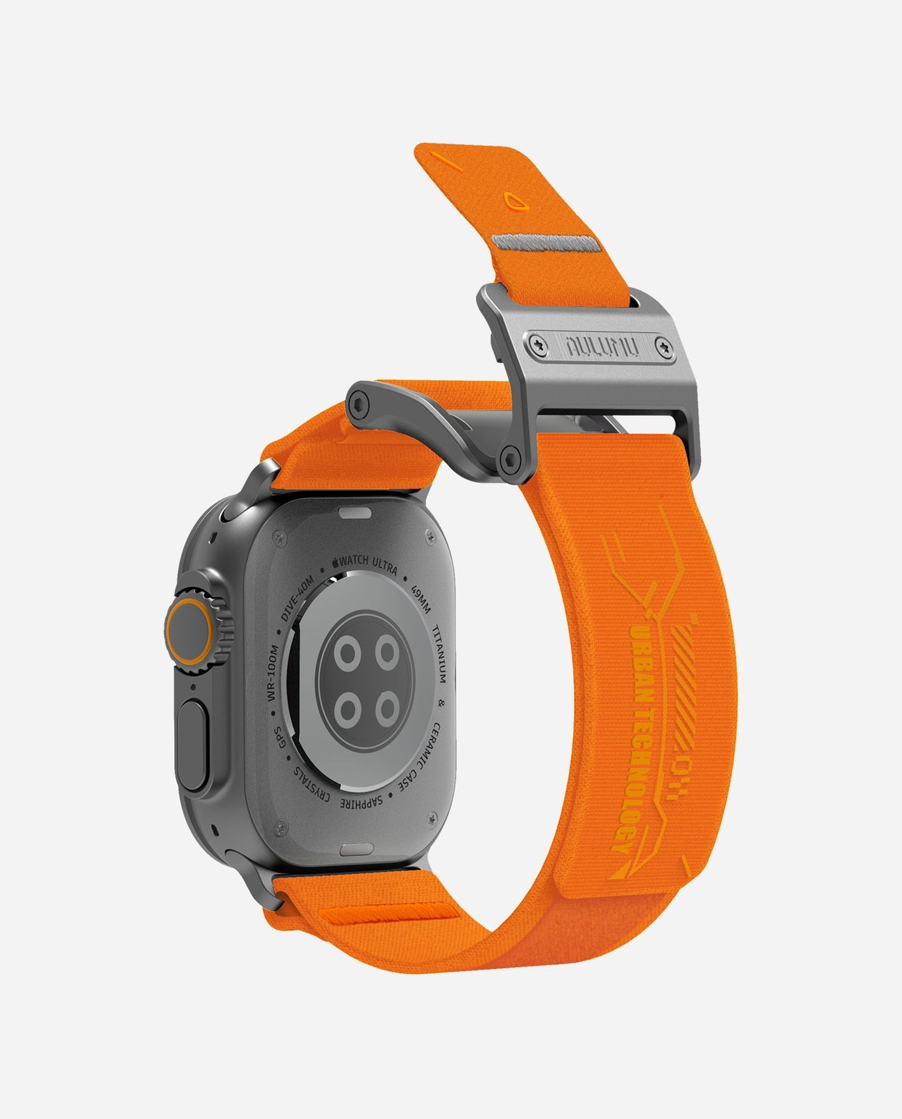 AULUMU A11 Mag Buckle Slim Band for Apple Watch 42/44/45/49mm - Luminous Orange