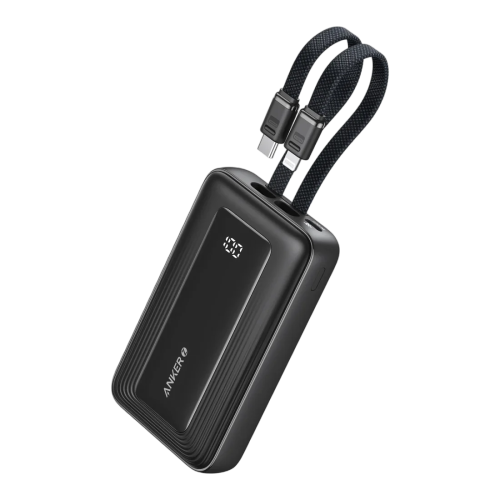 باور بانك أنكر زولو (20 كيلو، 30 واط، كابل USB-C وLightning مدمج) - أسود