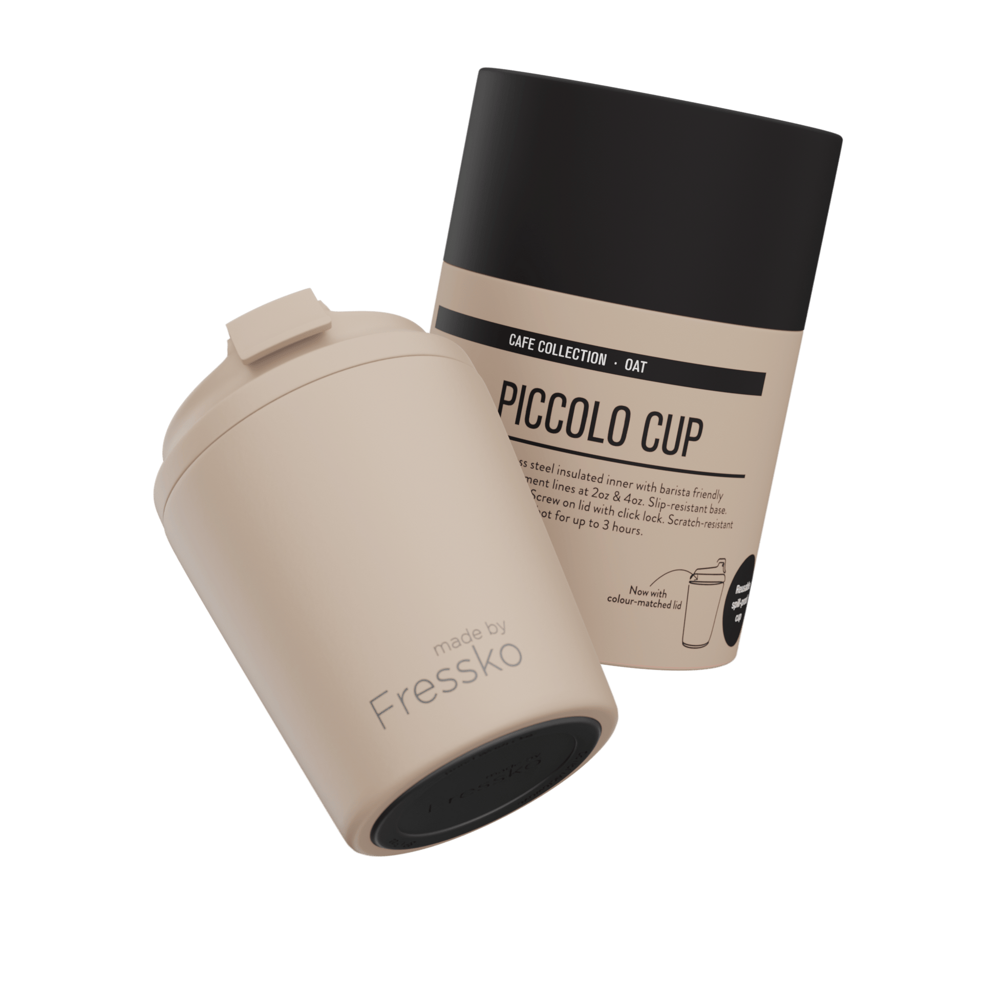 Fressko Piccolo 118ml / 4oz Cup - Stainless Steel - Oat