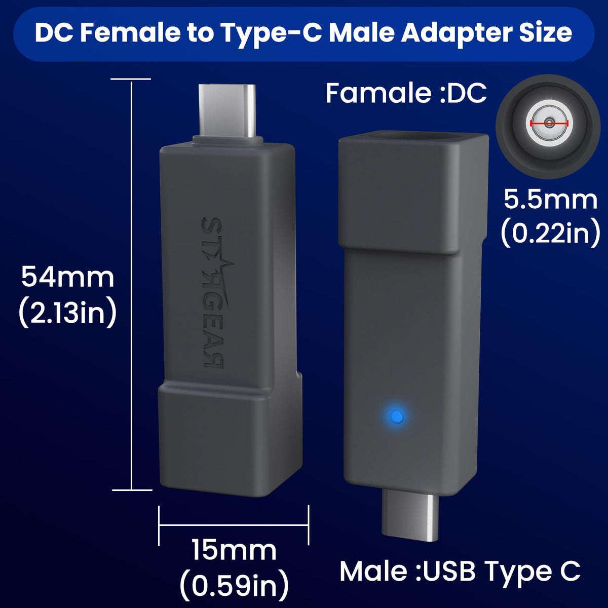 StarGear Cable Adapter USB C to DC Power Cable Adapters for Starlink Mini