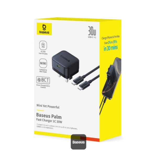 Baseus Palm 1C 30W Fast Charger – Black (UK)