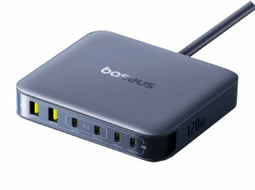 Baseus EnerFill FH21 محطة شحن مكتبية 4C+2U بقدرة 120 واط - أسود كوزميك