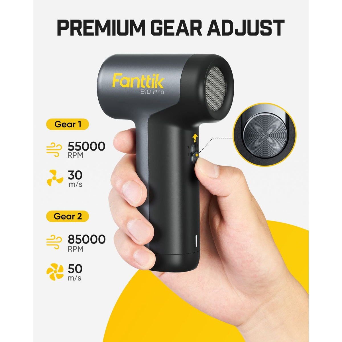 Fanttik B10 Pro منفاخ هواء كهربائي لاسلكي لتنظيف الغبار - أسود