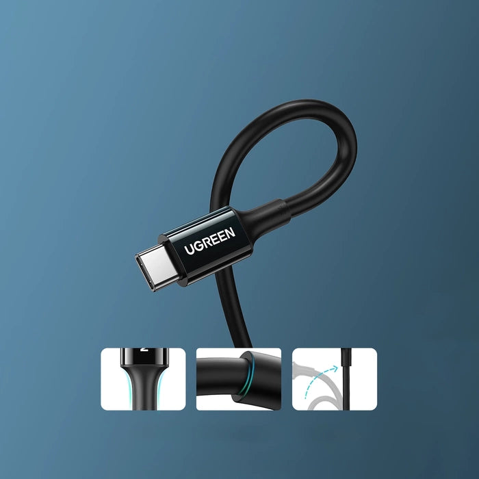 كابل شحن يوجرين USB-C 2.0 بقوة 100 واط وطول 2 متر (أسود)US300