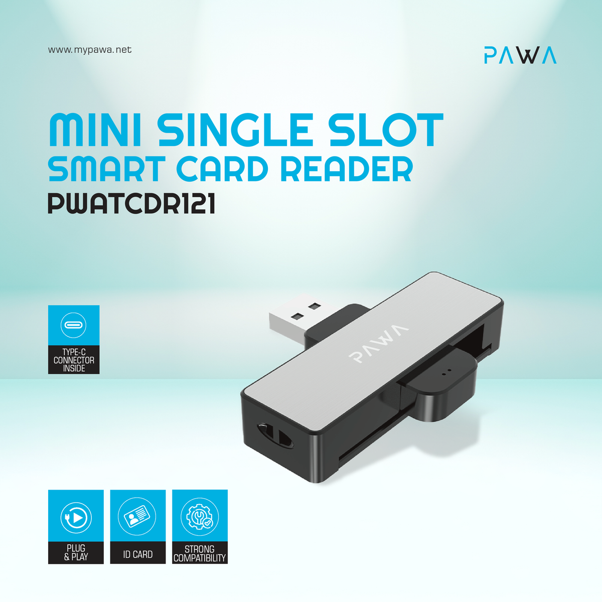 PAWA Mini Single Slot Smart Card Reader - Black