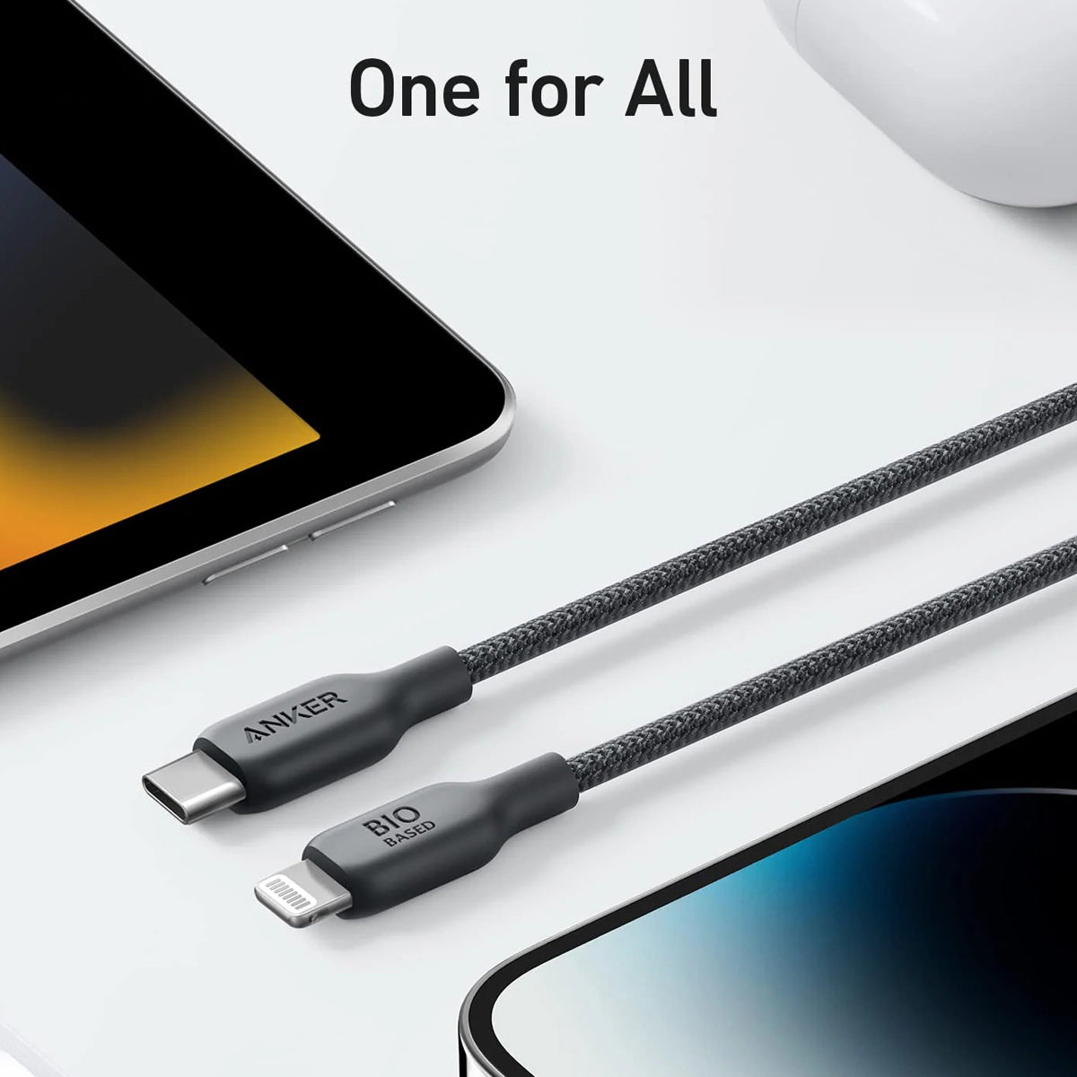 كابل Anker 542 USB-C إلى Lightning (نايلون حيوي) (1.8 متر/6 قدم) - أسود