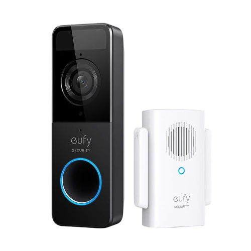 جرس باب فيديو Eufy بدقة 1080 بكسل (يعمل بالبطارية) - أسود