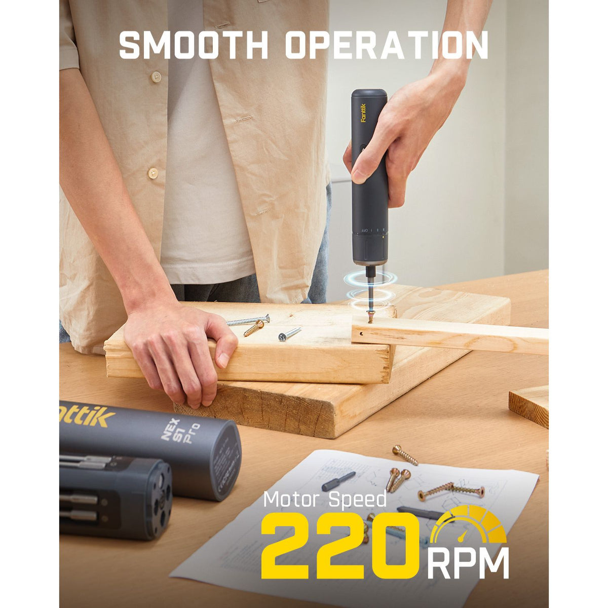 Fanttik NEX S1 Pro Cordless Electric Screwdriver Kit - Gray