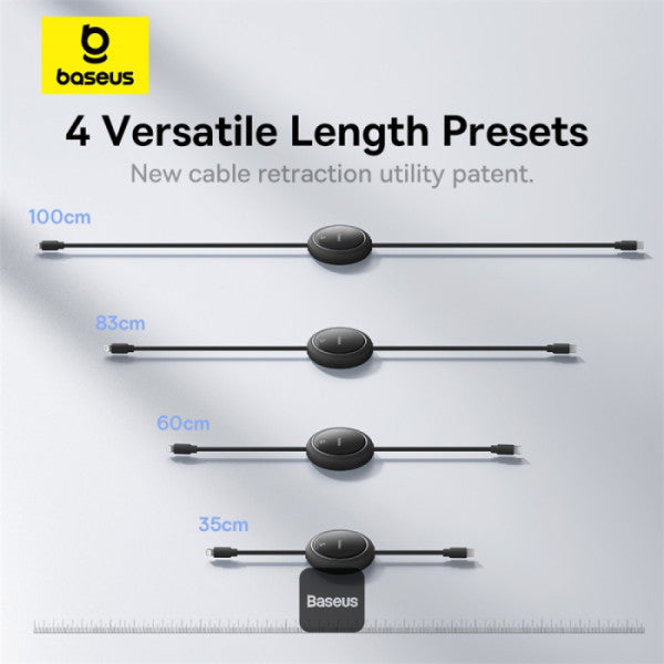 Baseus Free2Pull 1m USB-C to Lightning 20W Retractable Cable – Black