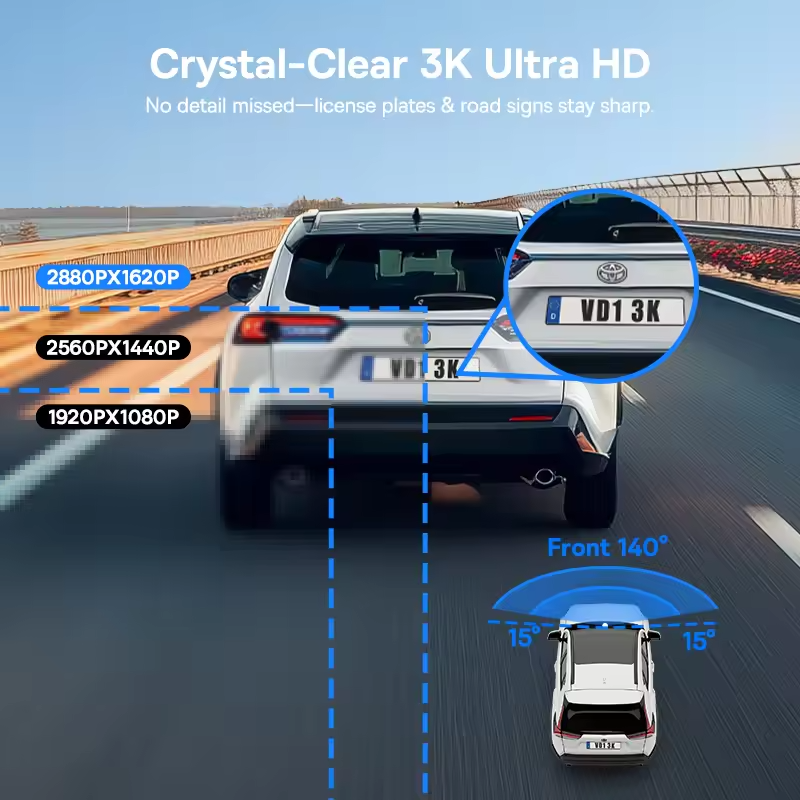 Baseus PrimeTrip VD1 Dash Cam 3K+1080p – Black