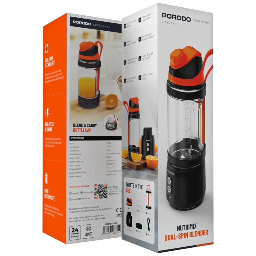 Porodo Lifestyle Nutrimix Dual-Spin Blender Black