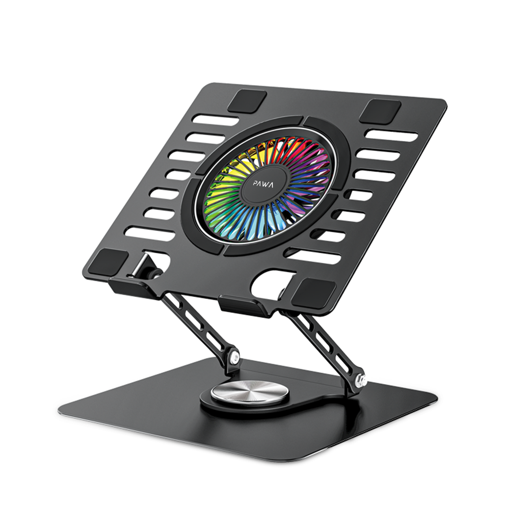 PAWA حامل تبريد لابتوب بإضاءة RGB - أسود