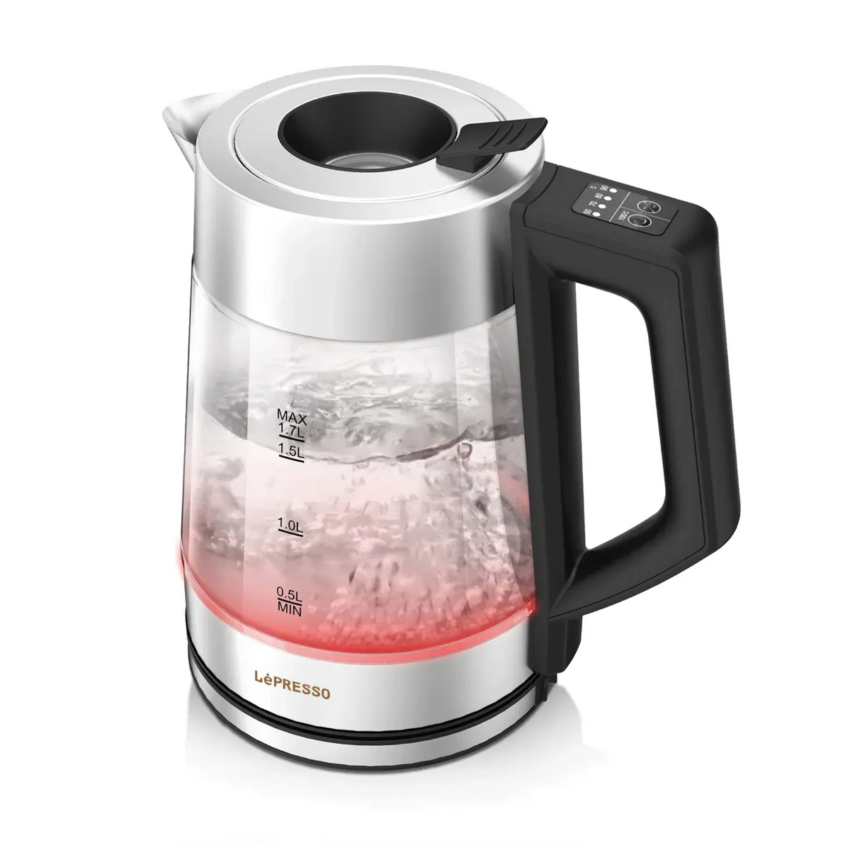 LePresso Multi-Temperature Illuminated Glass Kettle - Black