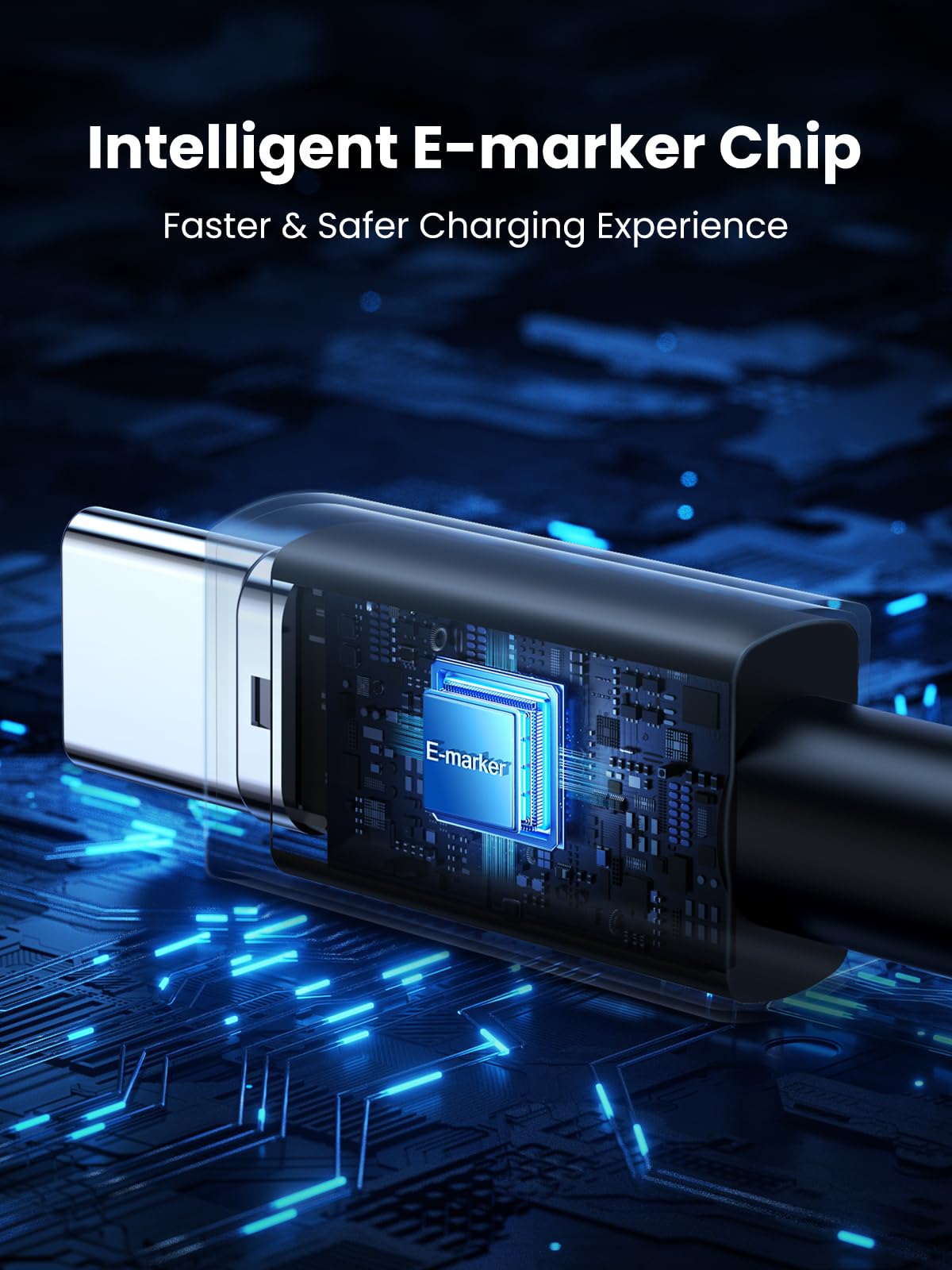 UGREEN كابل USB-C إلى USB-C بقوة 5 أمبير 240 واط مضفر بطول 1 متر أسود - US535