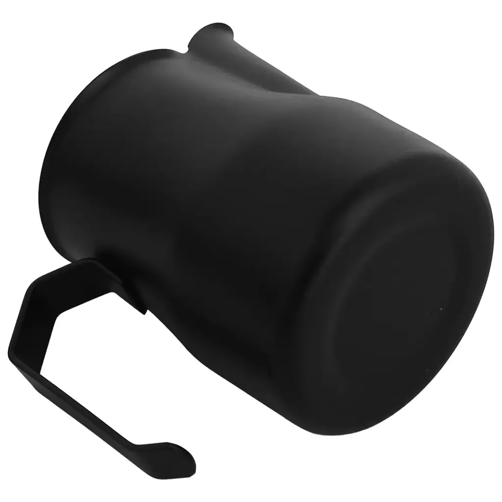 LePresso Milk Frothing Pitcher Black top angled view
